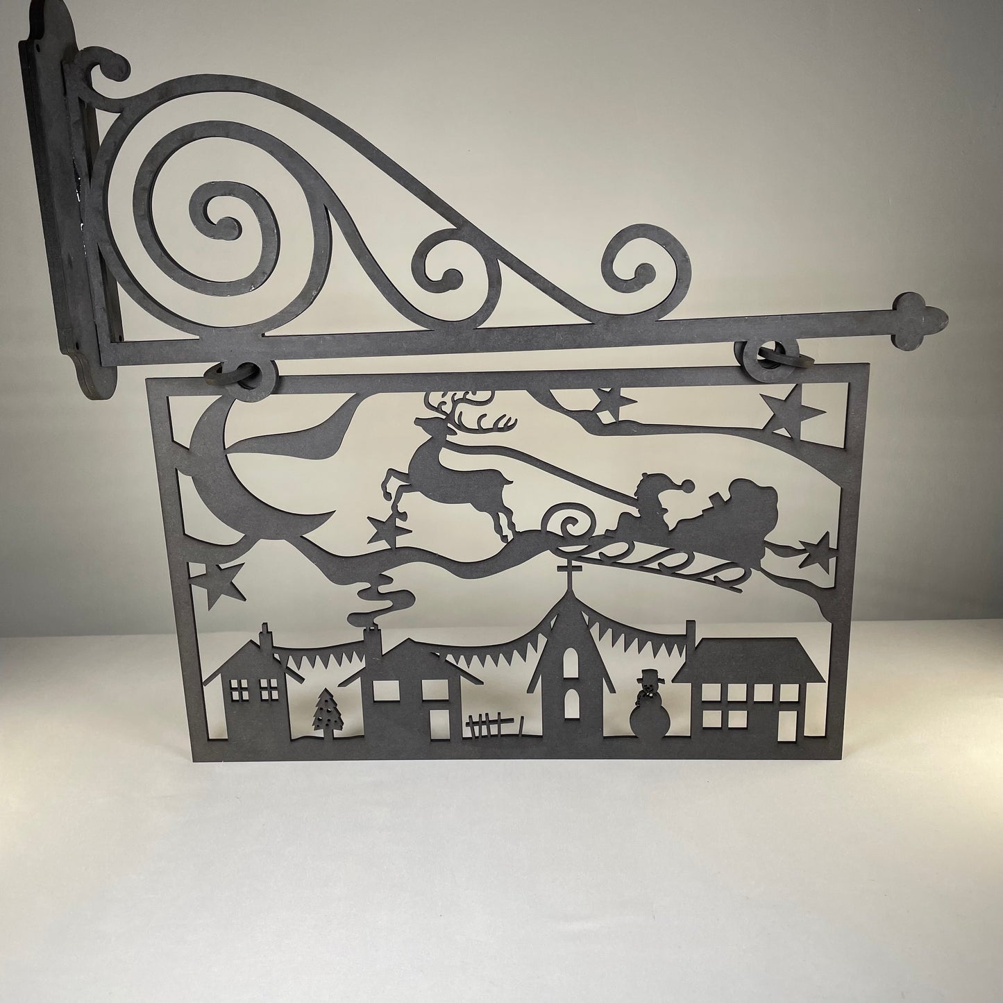 Hanging Novelty Santa Scene Sign - Handmade Christmas Ornament by Curious Rabbit ® - Curious Rabbit