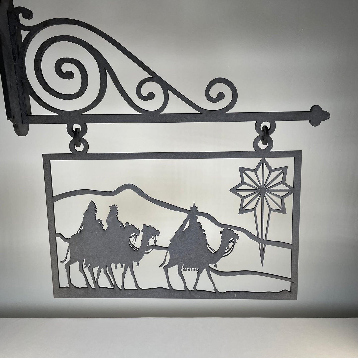 Hanging Novelty Nativity Scene Sign - Handmade Christmas Ornament by Curious Rabbit ® - Curious Rabbit