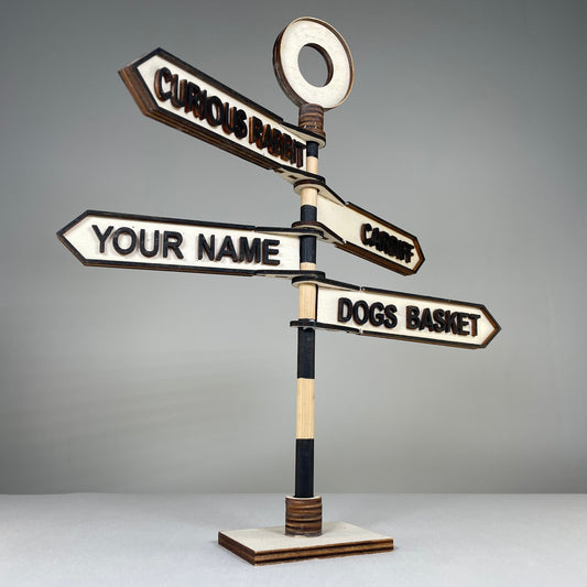 Traditional Direction Sign - Handmade Ornament by Curious Rabbit ® - Curious Rabbit