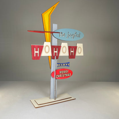 Retro Ho Ho Ho Sign - Handmade Christmas Ornament by Curious Rabbit ®