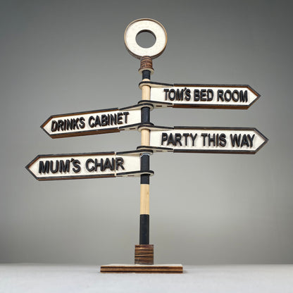 Traditional Direction Sign - Handmade Ornament by Curious Rabbit ® - Curious Rabbit