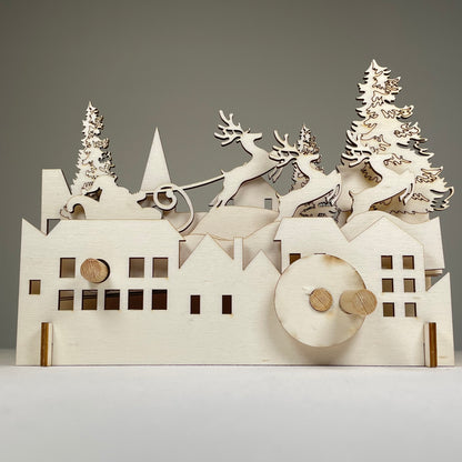 Mechanical Santa Sleigh Model - Flat Pack Model Kit by Curious Rabbit ® - Curious Rabbit