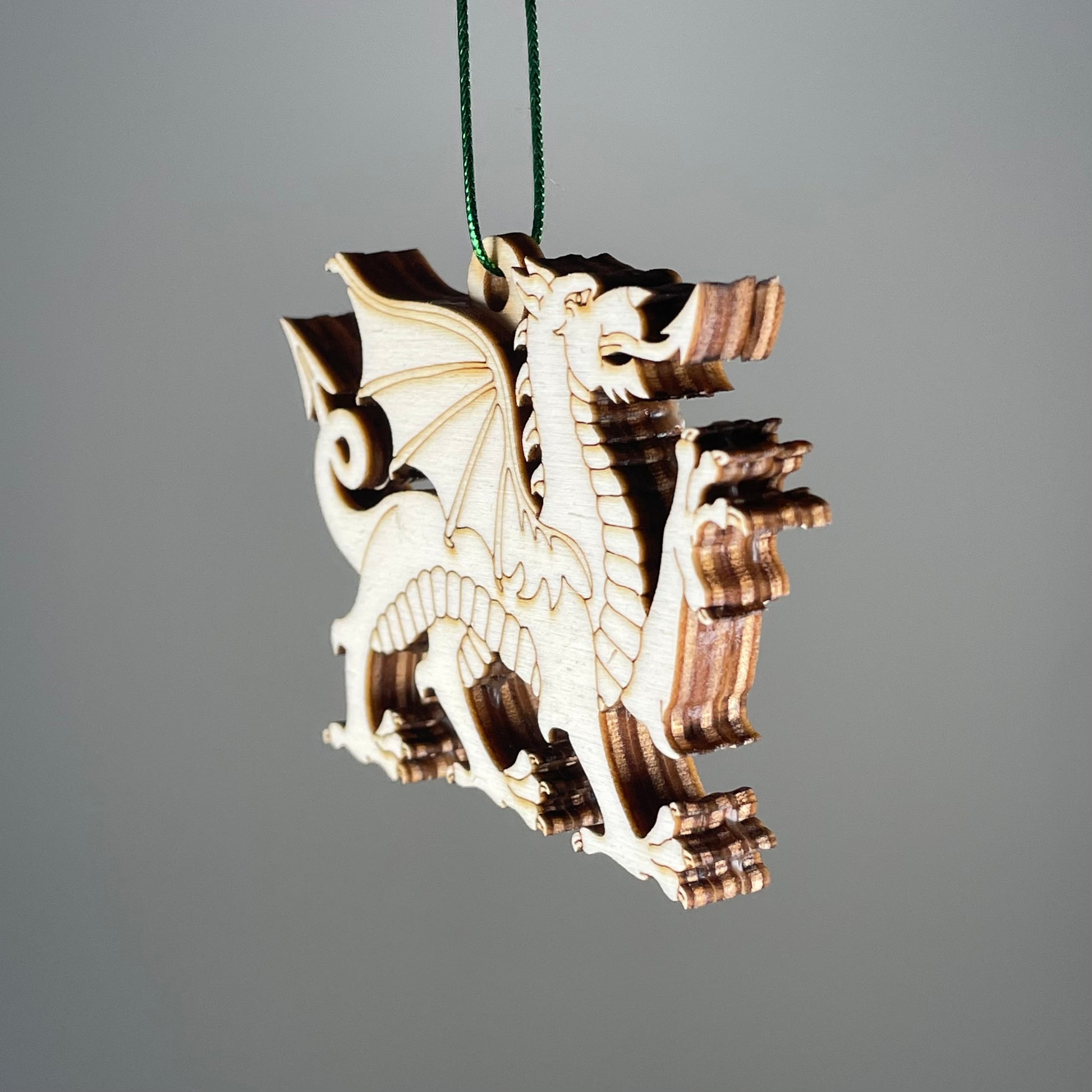 Welsh Dragon Bauble (Plain) - Handmade Ornament by Curious Rabbit ® - Curious Rabbit
