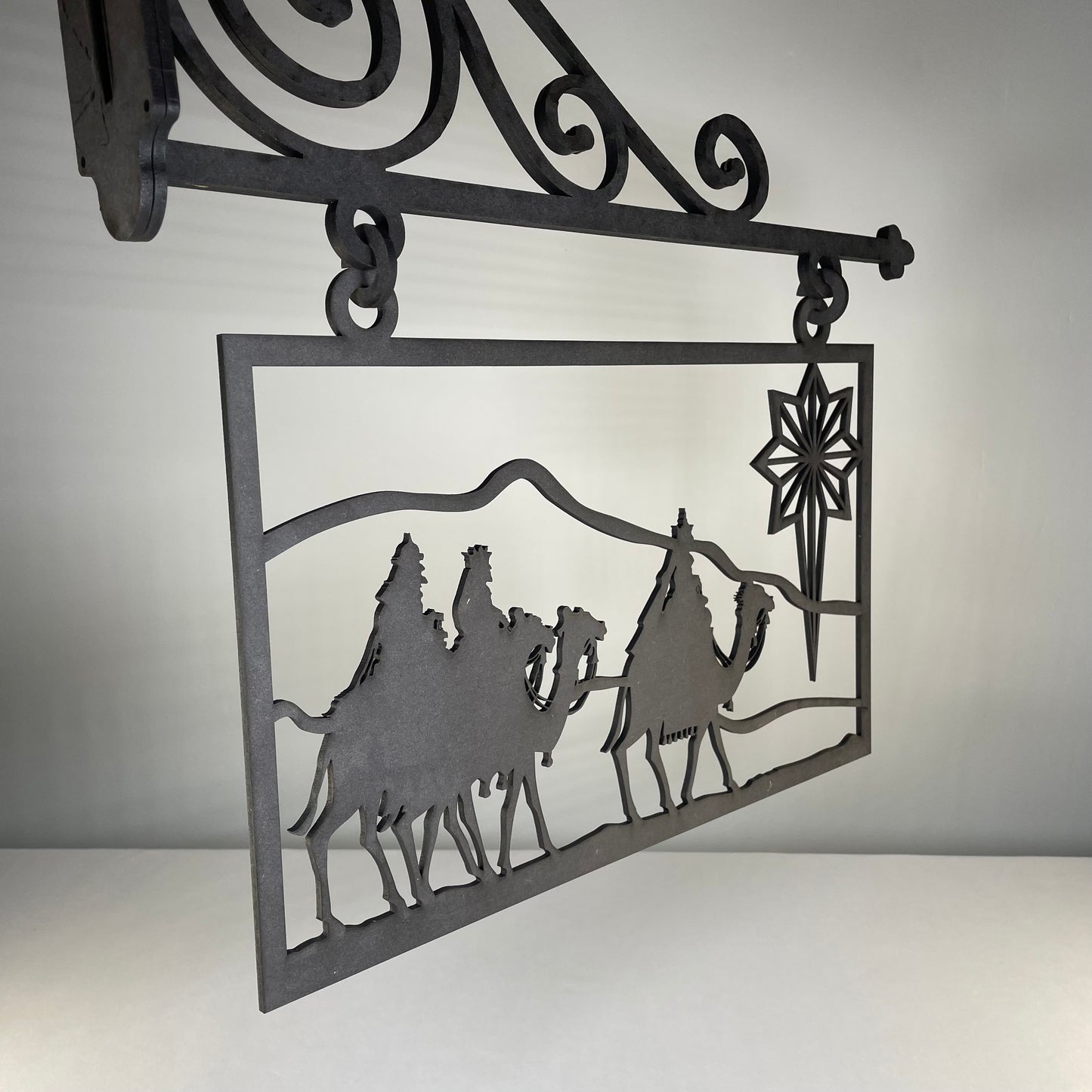 Hanging Novelty Nativity Scene Sign - Handmade Christmas Ornament by Curious Rabbit ® - Curious Rabbit
