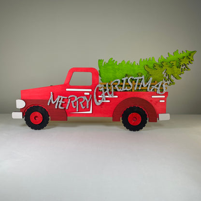 Merry Christmas Truck Tree Sign - Handmade Christmas Ornament by Curious Rabbit ® - Curious Rabbit
