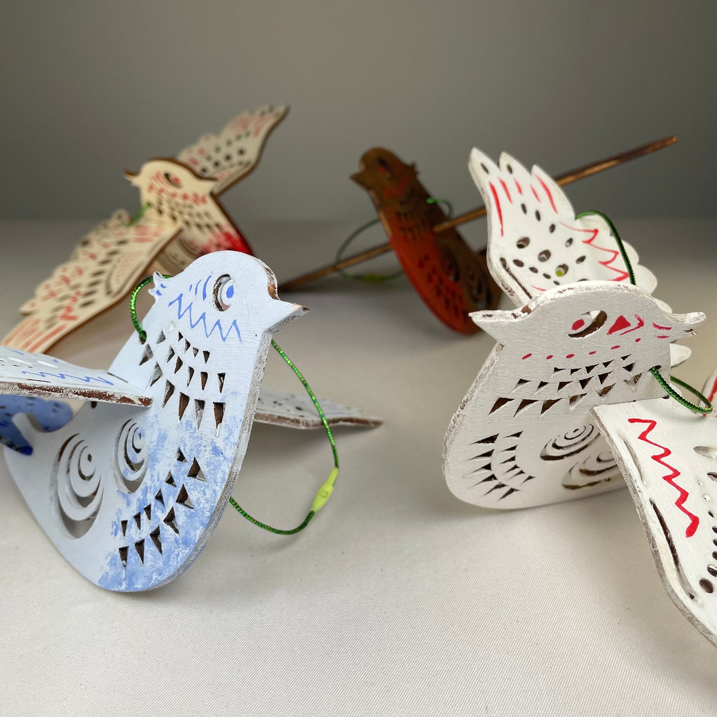 Decorative Christmas Bird Bauble - Handmade Christmas Ornament by Curious Rabbit ®