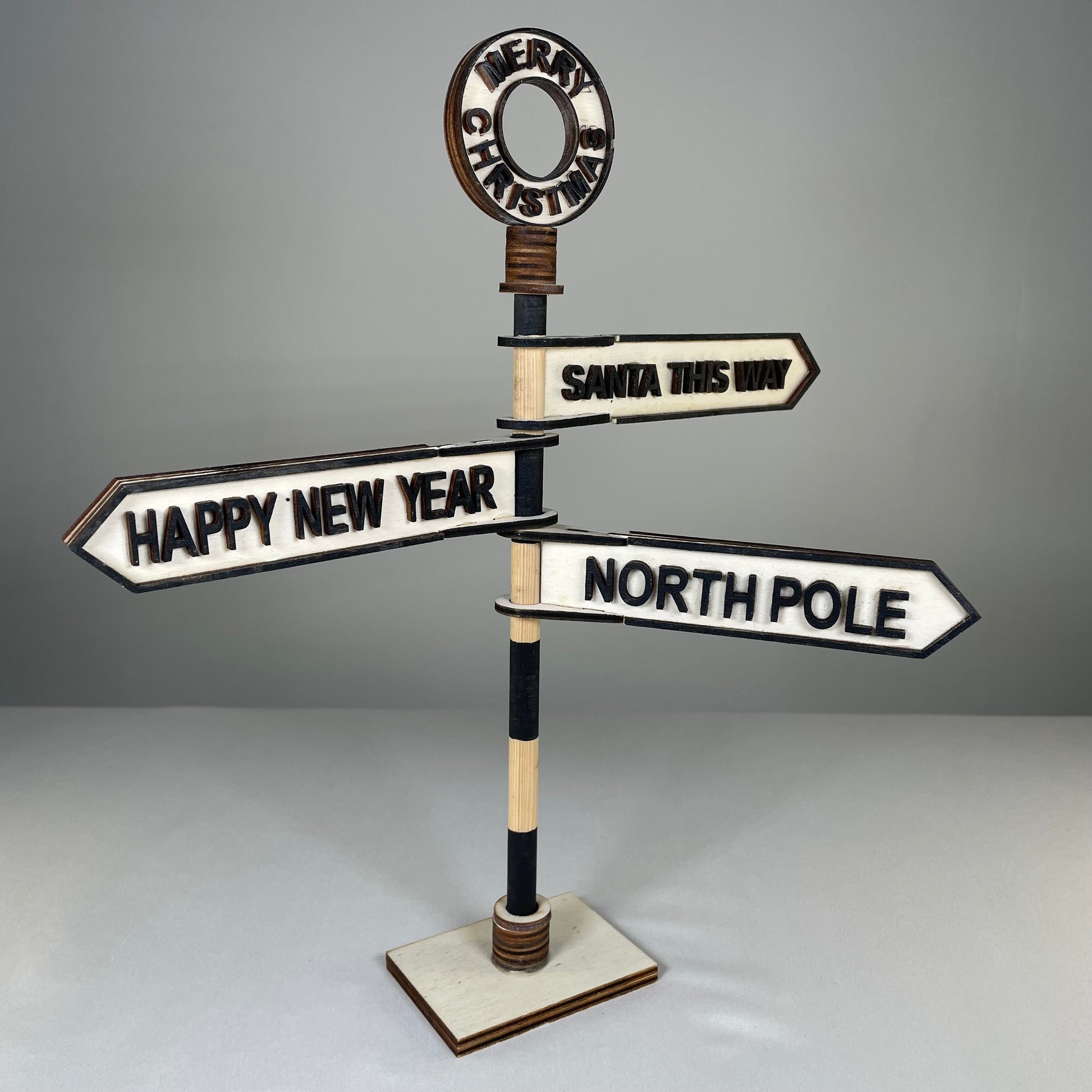 Christmas Direction Sign - Handmade Christmas Ornament by Curious Rabbit ® - Curious Rabbit