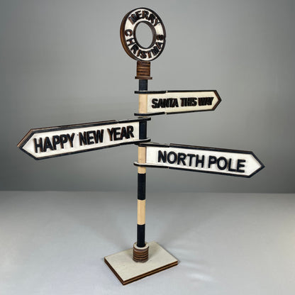 Christmas Direction Sign - Handmade Christmas Ornament by Curious Rabbit ® - Curious Rabbit