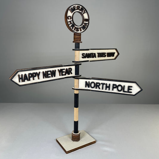 Christmas Direction Sign - Handmade Christmas Ornament by Curious Rabbit ® - Curious Rabbit