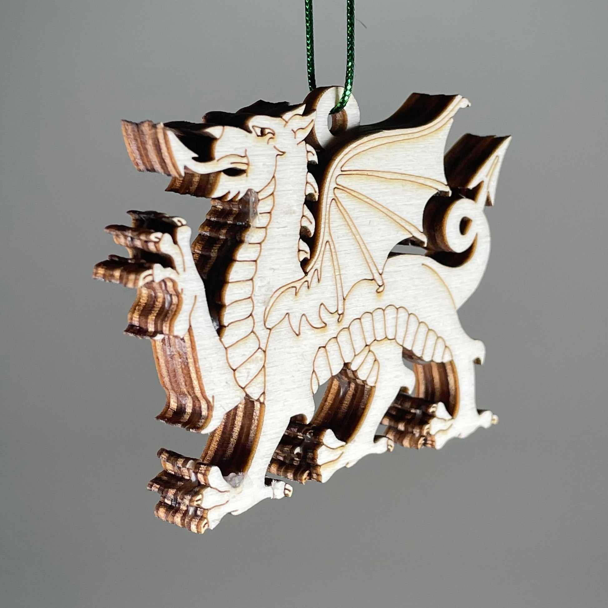 Welsh Dragon Bauble (Plain) - Handmade Ornament by Curious Rabbit ® - Curious Rabbit