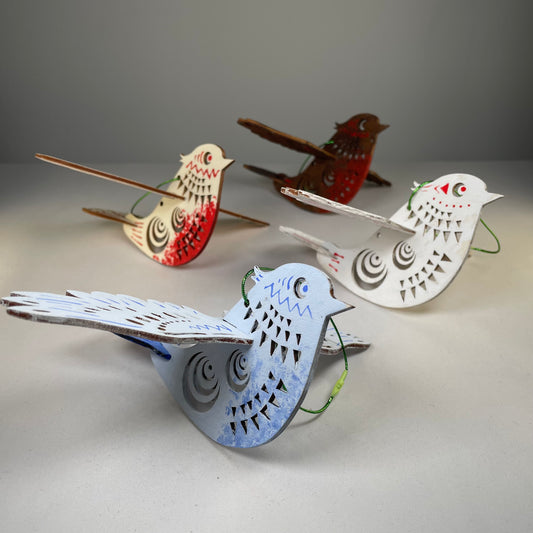 Decorative Christmas Bird Bauble - Handmade Christmas Ornament by Curious Rabbit ®
