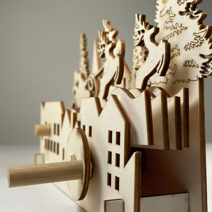 Mechanical Santa Sleigh Model - Flat Pack Model Kit by Curious Rabbit ® - Curious Rabbit