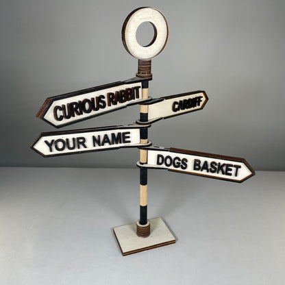 Traditional Direction Sign - Handmade Ornament by Curious Rabbit ® - Curious Rabbit