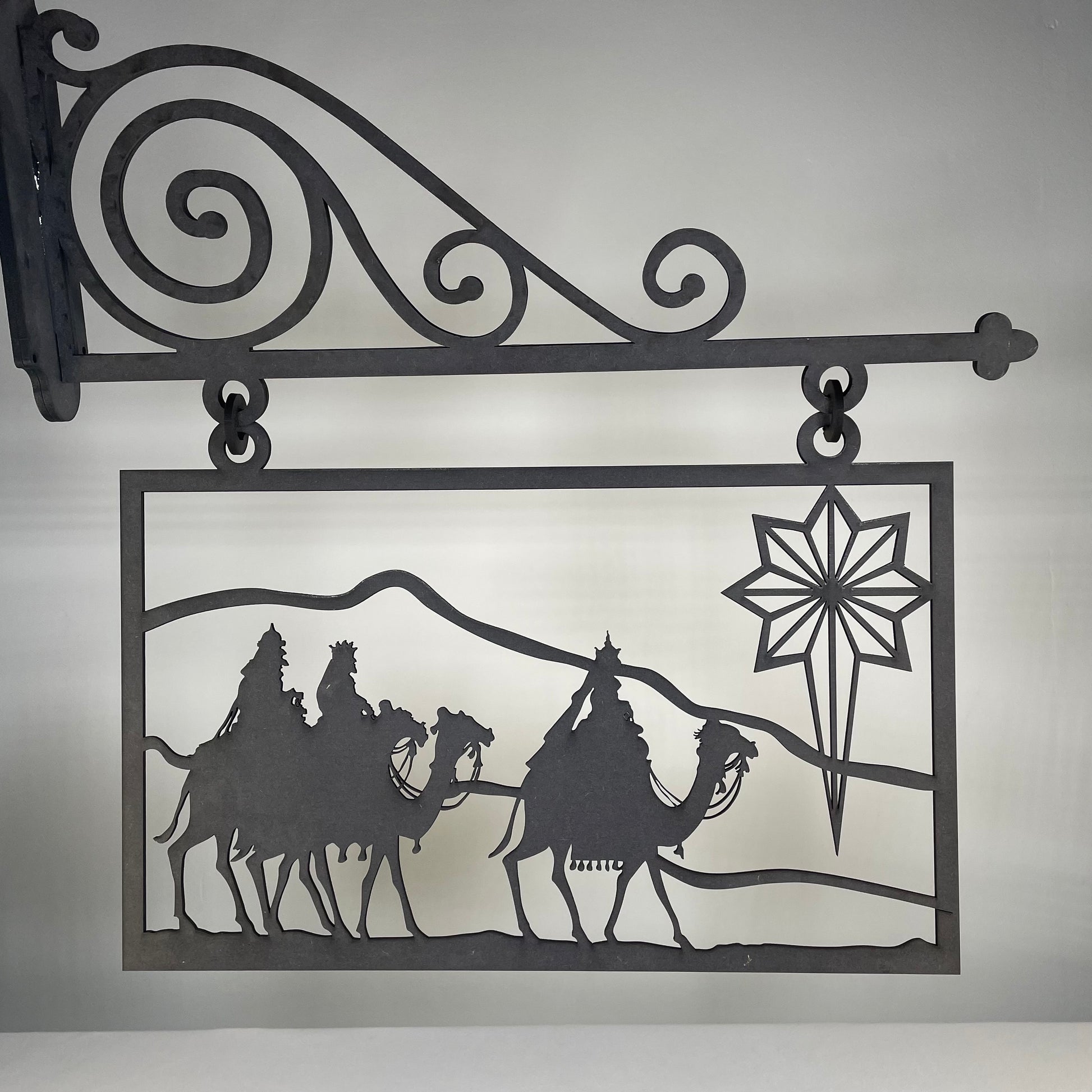 Hanging Novelty Nativity Scene Sign - Handmade Christmas Ornament by Curious Rabbit ® - Curious Rabbit
