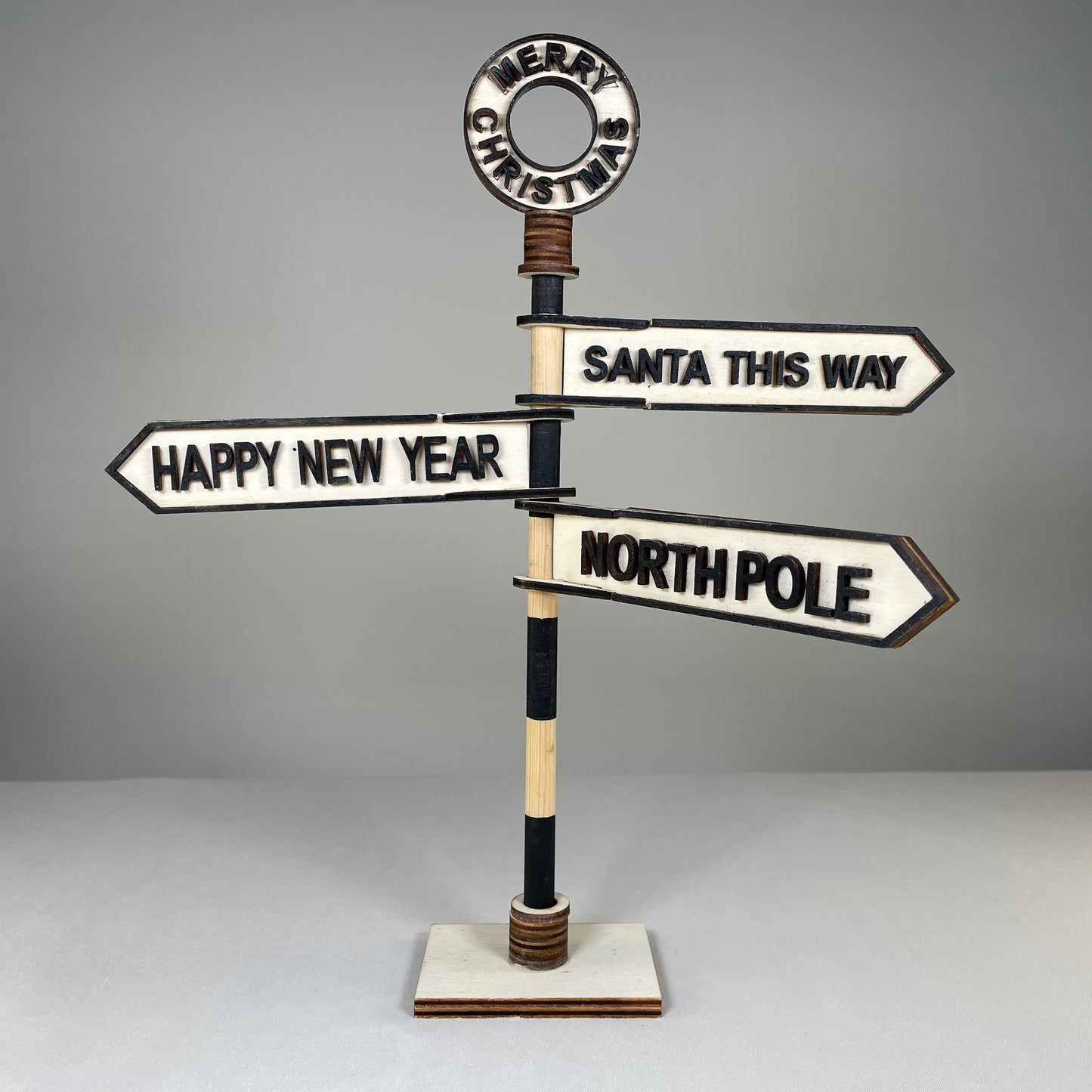 Christmas Direction Sign - Handmade Christmas Ornament by Curious Rabbit ® - Curious Rabbit