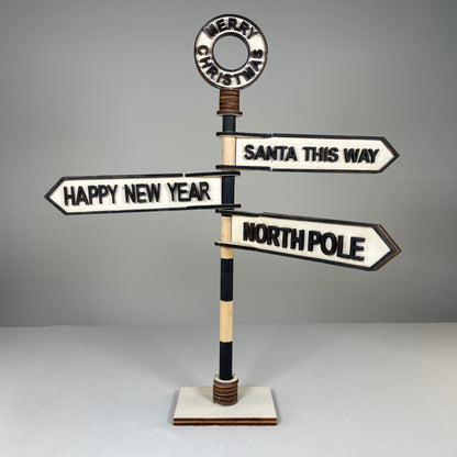 Christmas Direction Sign - Handmade Christmas Ornament by Curious Rabbit ® - Curious Rabbit