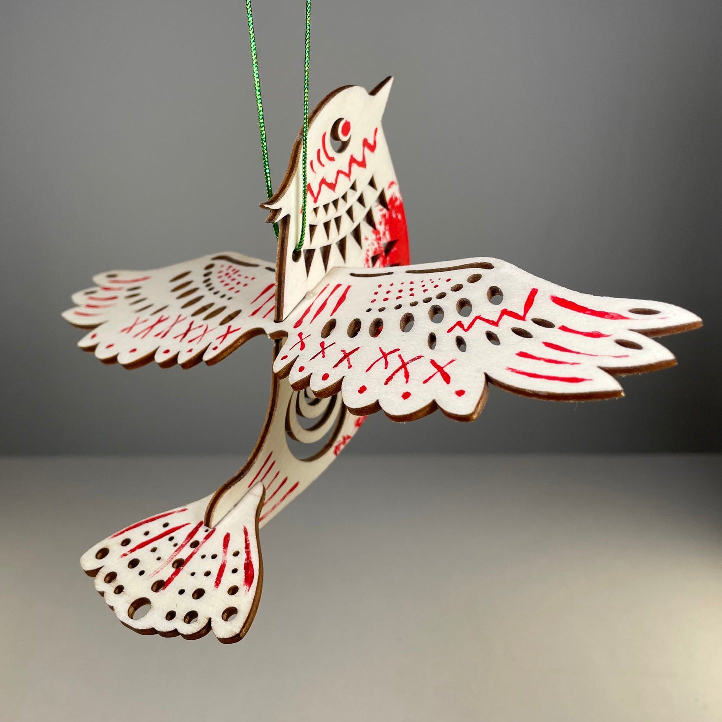 Decorative Christmas Bird Bauble - Handmade Christmas Ornament by Curious Rabbit ®