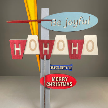 Retro Ho Ho Ho Sign - Handmade Christmas Ornament by Curious Rabbit ®