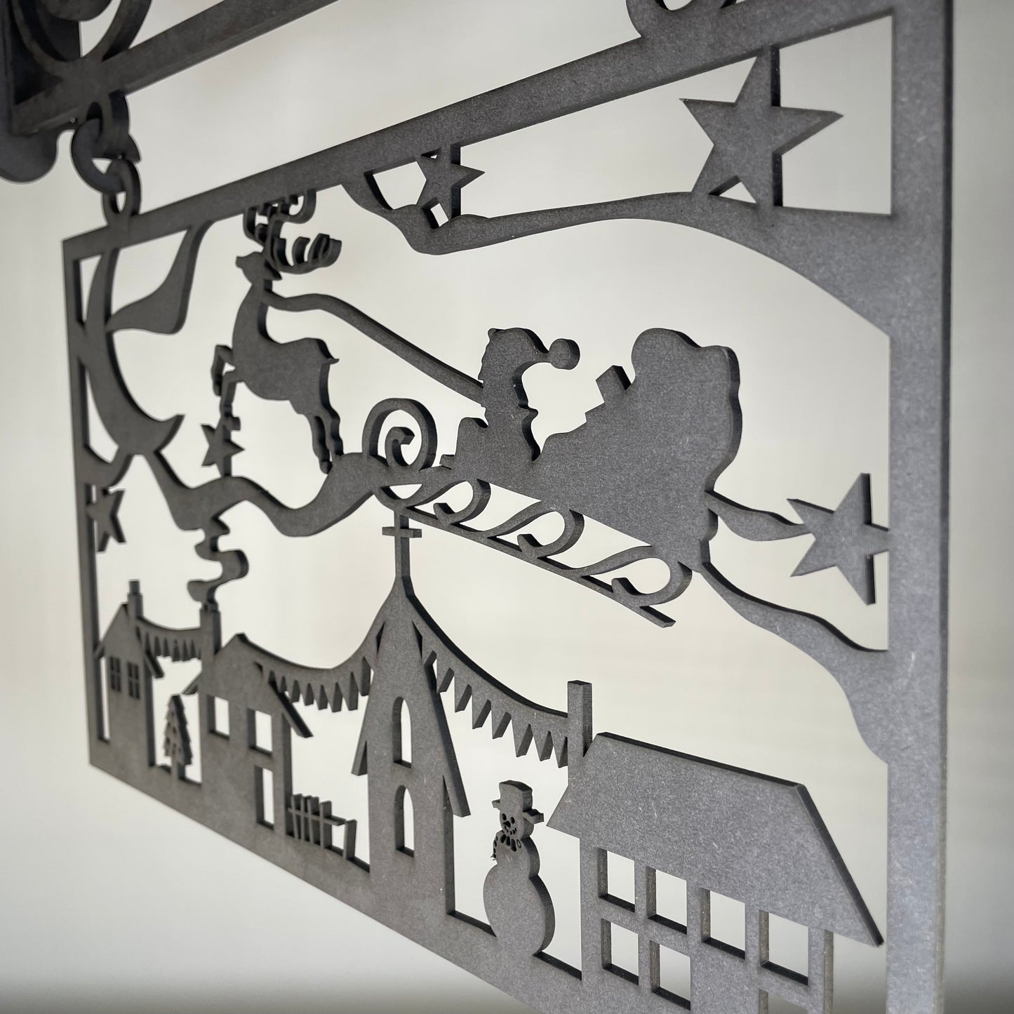 Hanging Novelty Santa Scene Sign - Handmade Christmas Ornament by Curious Rabbit ® - Curious Rabbit