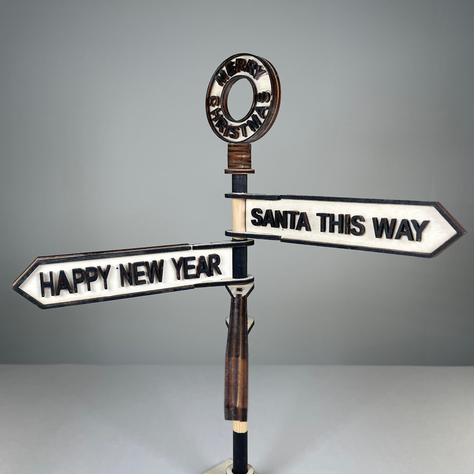 Christmas Direction Sign - Handmade Christmas Ornament by Curious Rabbit ® - Curious Rabbit