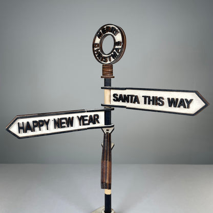 Christmas Direction Sign - Handmade Christmas Ornament by Curious Rabbit ® - Curious Rabbit