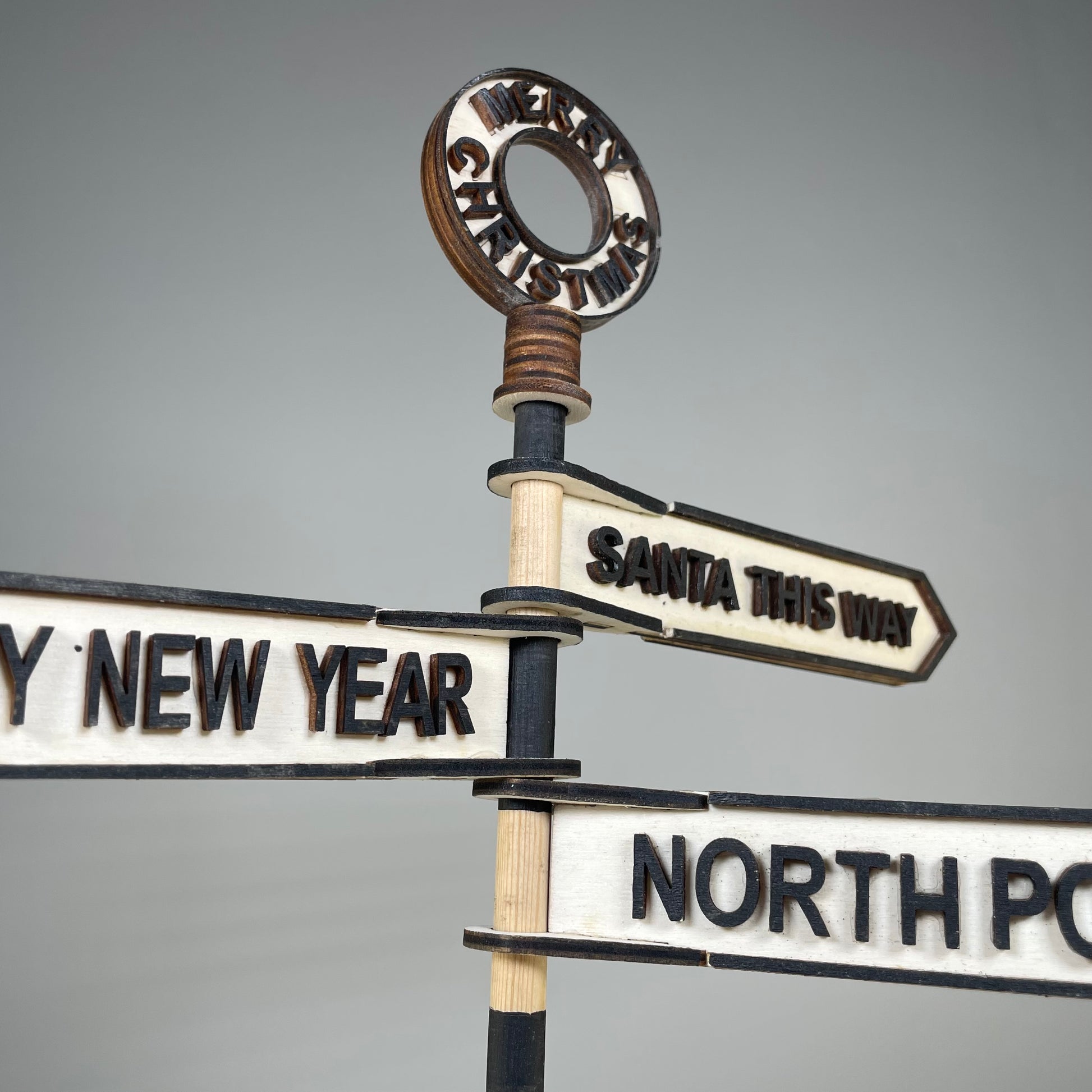 Christmas Direction Sign - Handmade Christmas Ornament by Curious Rabbit ® - Curious Rabbit