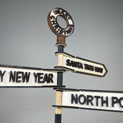 Christmas Direction Sign - Handmade Christmas Ornament by Curious Rabbit ® - Curious Rabbit