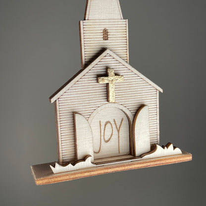 Church Joy Bauble (Plain) - Handmade Christmas Ornament by Curious Rabbit ® - Curious Rabbit