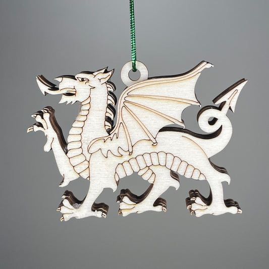 Welsh Dragon Bauble (Plain) - Handmade Ornament by Curious Rabbit ® - Curious Rabbit