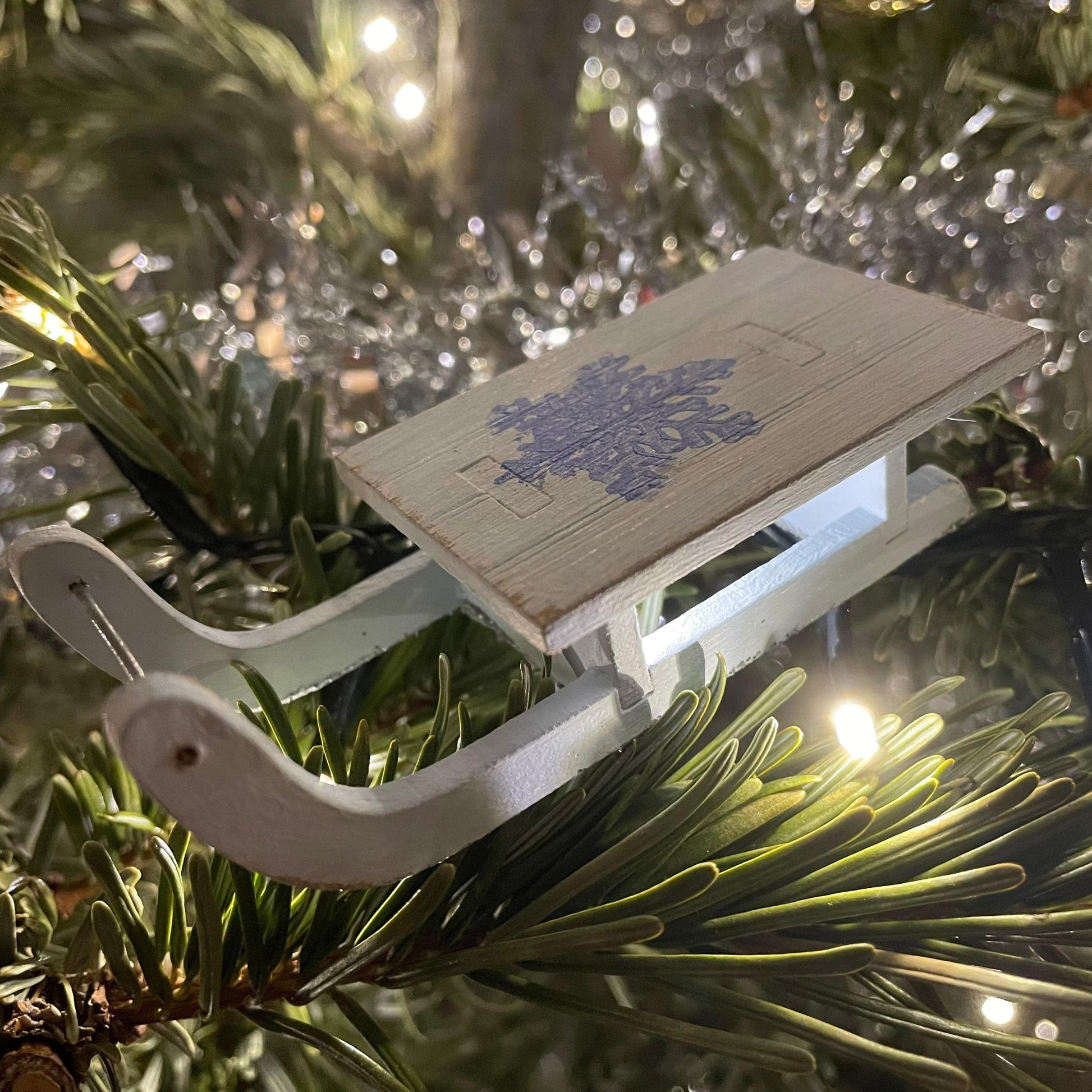 Rustic Winter Sledge Bauble - Handmade Christmas Ornament by Curious Rabbit ® - Curious Rabbit