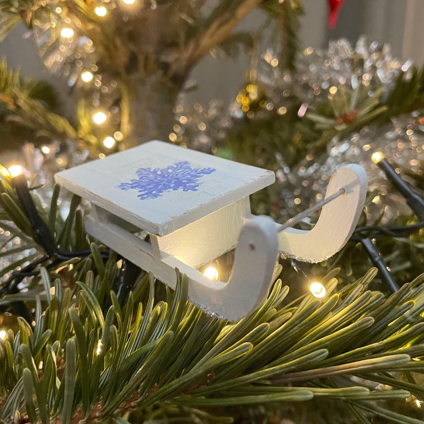 Rustic Winter Sledge Bauble - Handmade Christmas Ornament by Curious Rabbit ® - Curious Rabbit