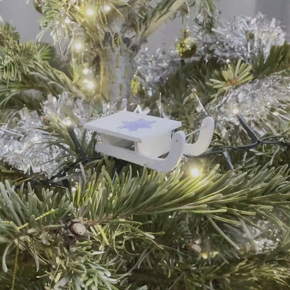 Rustic Winter Sledge Bauble - Handmade Christmas Ornament by Curious Rabbit ®